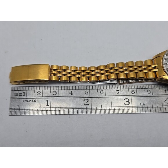 Dufonte Lucien Piccard Ladies Quartz Watch Gold Tone Diamond Accents New Battery - Picture 11 of 12